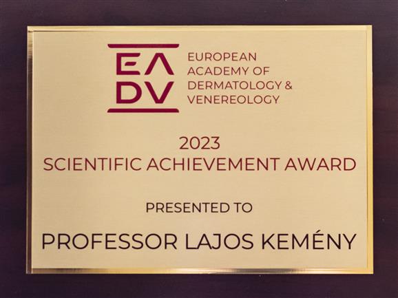 Prof. Dr. Kemény Lajos - EADV Scientific Achievement Award kitüntetést kapott 